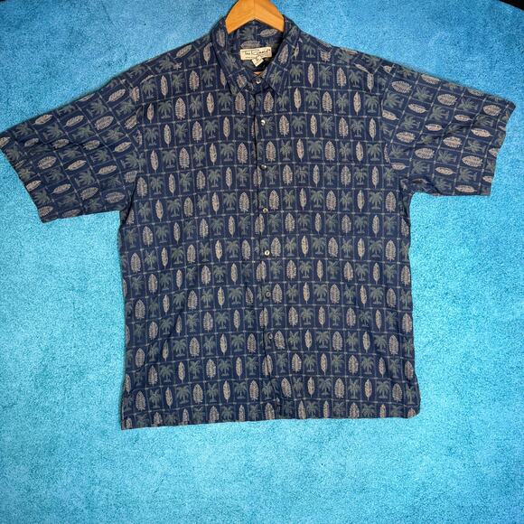 Tori Richard Hawaiian Shirt Mens XL Palm Print USA Made 100% Cotton VTG - Picture 1 of 11